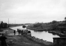 Narrow boat “Hyperion” moored at Preston Brook Wharf. 6/7 May 1961