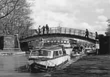 Worsley - looking east to footbridge leading to Worsley Green. 30 April 1972
