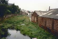 Looking west from Bayley Bridge, Stalybridge. 1988