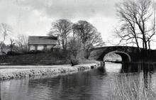 Lancaster Canal: Looking south towards Borwick from near Tewitfield. March 1964
