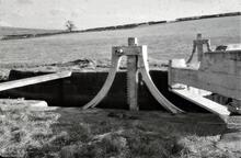 Lancaster Canal: Ground paddles Tewitfield Locks. 3/1964