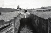 Lancaster Canal: Tewitfield Lock 4 looking to lock 5. 3/1964