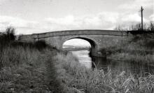Lancaster Canal: Cinderbarrow Bridge on summit of canal. 3/1964