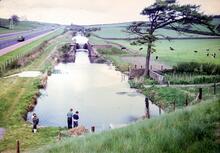 Tewitfield locks, looking North from A6070 road. 06 May 1973