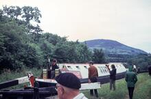 Horse drawn cruising boat Pamela on the Bosley Flight. 1969