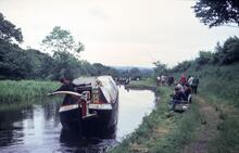 Horse drawn cruising boat Pamela on the Bosley Flight. 1969