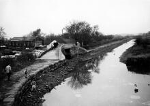 Canal at Higher Poynton. Drained due to a leak. 18 November 1961.