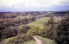 Prestolee area. View from near Farnworth railway tunnel. 04 June 1988