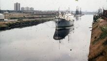 Coaster on MSC near Manchester. 1950s