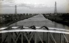 Looking west from the top of the control tower for Barton Aqueduct and Road bridge. ca 1959