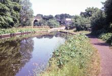 Approach to Marple Aqueduct from the west. June 1975