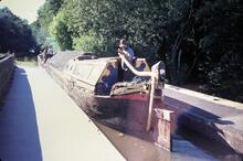 Marple Aqueduct. Decrepit boat coming off the Aqueduct
