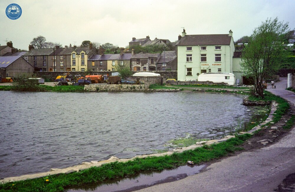 Canal Tavern across Ulverston Canal Head. 10 May 1986