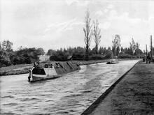 Horse boats passing near Rugby, 1897.