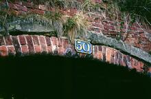 Bridge 50 number plate, Newbold. September 1971