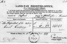 Oxford Canal,  Land Tax Register,1799