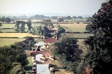 Locks 8 to 11 on the Napton Flight from Napton Hill. December 1991