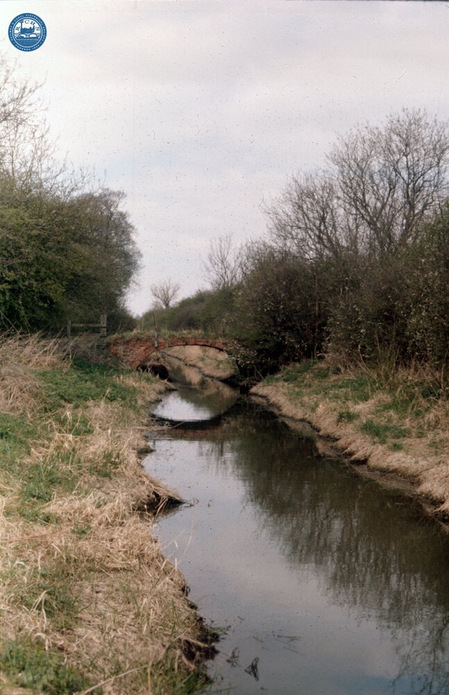 Bridge over Boddington reservoir feeder. April 1974