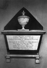 Memorial to James Barnes in Bodicote Church, June 1973.