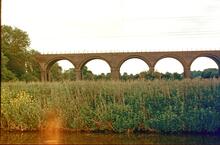 GWR Aynho viaduct from the canal. June 1973