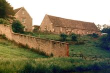 Heyford. Tithe Barn, from the canal. June 1973