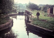 Shiptonweir Lock and turnover bridge. September 1967
