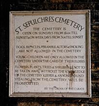 St Sepulchre’s Cemetery Notice. Oxford