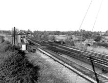 Oxford Canal and railway at Wolvercote Junction. 1934.