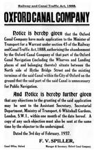 Oxford Canal Company poster dated 1937 re abandonment of canal at Oxford terminal basin