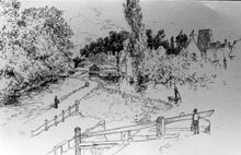 Isis Lock, Oxford.  19th century drawing