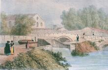 Hythe Bridge Street Canal bridge, Oxford. 1822 print.