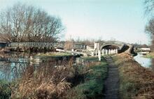 Isis Lock and Lock Bridge, Oxford. December 1972