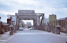 Glamis Road Bridge over Shadwell Docks New Entrance. Friday 23 June 1979
