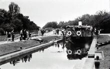 River Thames. Salter's steamer Cliveden, in Iffley Lock 1959 (From Steam on Canals Sub-Collection) 