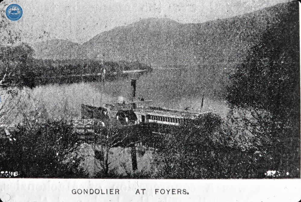 MacBrayne's Paddle Steamer Gondolier  at Foyers Loch Ness, Caledonian Canal. 1896