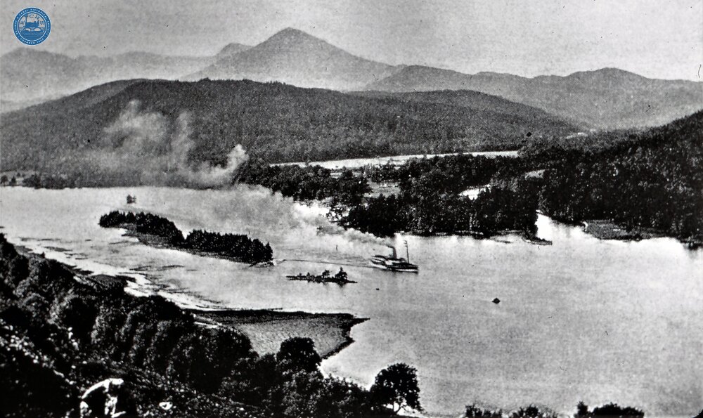 MacBraynes Paddle Steamer Gondolier passing through Loch Oich. 1890-1896
