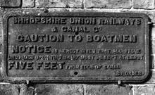 Wharf notice, 'Caution to Boatmen' at Audlem  (1959)