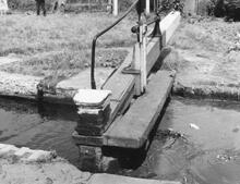 Autherley Junction, stop lock, bottom gate.(1958)                