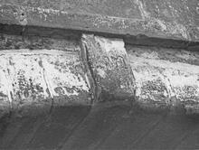 Date '1832' carved in the keystone of Upper Hattons Bridge (5).  5 May 1975