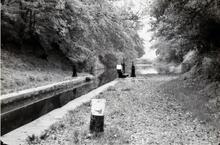  Tyrley Locks: Lock 1 in the foreground, Lock 2 beyond.  Sept 1960