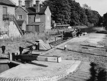 'Perch' entering Tyrley Top Lock (1)  (1959)