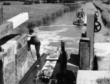 'Trout' entering Hack Green Bottom Lock with 'Kidsgrove' following  (1959)