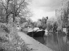 Gnosall: 'Darley' and 'Alfreton' tied up opposite the Boat Inn (near Bridge 34) (1987)  