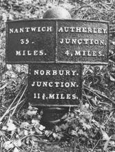 Milepost 'Autherley Junction 4 miles', by Avenue Bridge  (1978)  