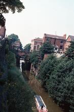 Chester - Northgate Cutting and Northgate Bridge from city walls (1978)