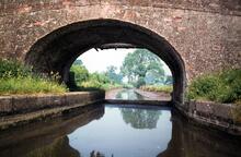 Llangollen Canal. Between Maestermyn and Frankton. Stop planks due to collapsed culvert. Circa 1981