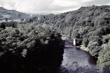 View from Aqueduct looking along Dee to old road bridge. 9/1960 