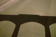 Shadow of boat crossing Pontcysyllte Aqueduct, Llangollen Canal, Oct 1969
