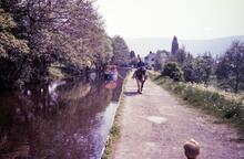 Llangollen. Horse-drawn trip boat to Horseshoe Falls. 24 May 1987