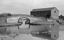 Wappenshall Junction: roving bridge (29), 1838 warehouse, and Shrewsbury Canal (1961)